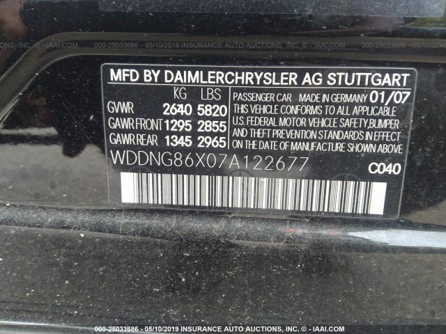 WDDNG86X07A122677 - 2007 MERCEDES-BENZ S 550 4MATIC BLACK photo 9