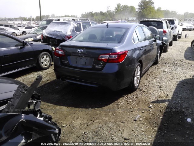 4S3BNAD69G3012722 - 2016 SUBARU LEGACY 2.5I PREMIUM GRAY photo 4