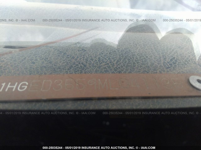 1HGED3559ML041135 - 1991 HONDA CIVIC LX WHITE photo 9