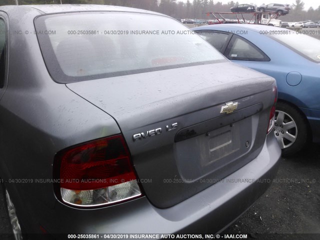 KL1TD56626B683365 - 2006 CHEVROLET AVEO LS GRAY photo 6