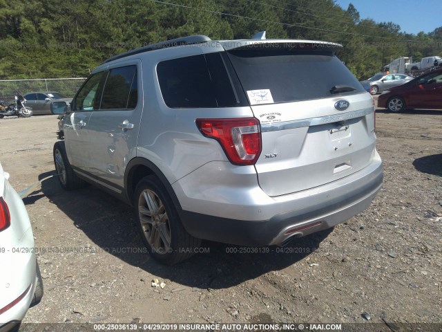 1FM5K7D88GGC53699 - 2016 FORD EXPLORER XLT SILVER photo 3