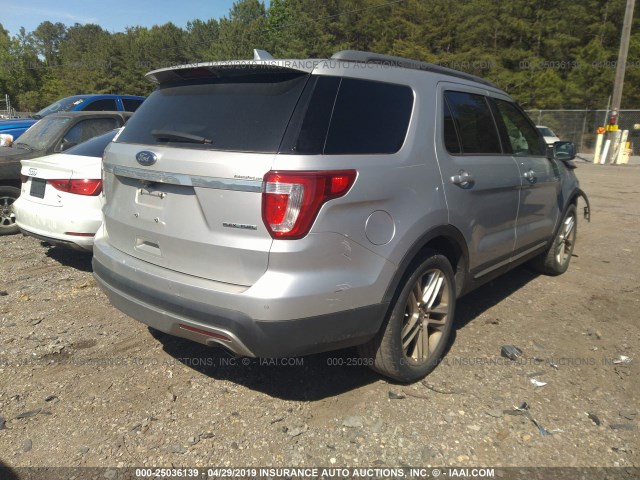 1FM5K7D88GGC53699 - 2016 FORD EXPLORER XLT SILVER photo 4