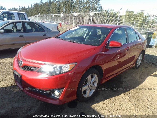 4T1BF1FK1CU572550 - 2012 TOYOTA CAMRY SE/LE/XLE RED photo 2