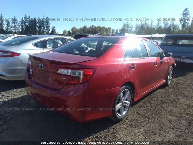 4T1BF1FK1CU572550 - 2012 TOYOTA CAMRY SE/LE/XLE RED photo 4