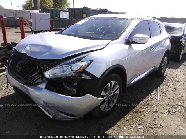 5N1AZ2MG6FN262030 - 2015 NISSAN MURANO S/SL/SV/PLATINUM SILVER photo 2