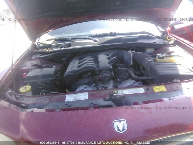 2B3KA33G58H330998 - 2008 DODGE CHARGER SXT MAROON photo 10