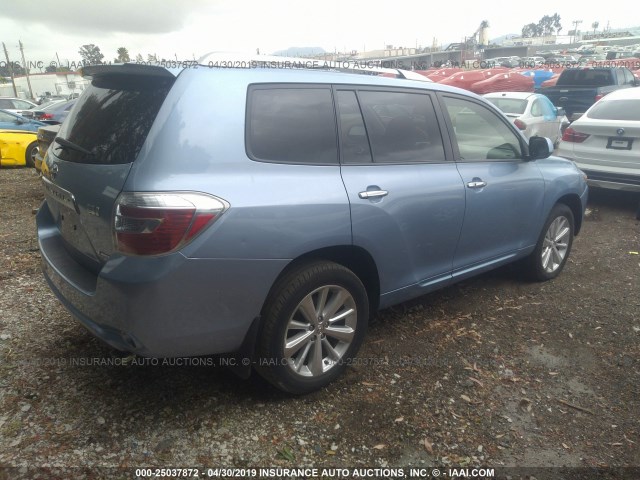 JTEEW44A982018491 - 2008 TOYOTA HIGHLANDER HYBRID LIMITED Light Blue photo 4