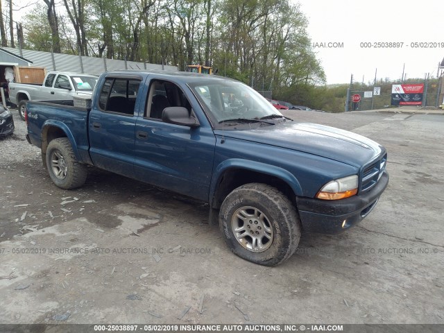 1D7HG38N53S352568 - 2003 DODGE DAKOTA QUAD SPORT BLUE photo 1