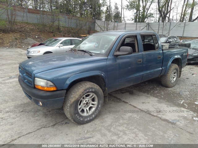 1D7HG38N53S352568 - 2003 DODGE DAKOTA QUAD SPORT BLUE photo 2