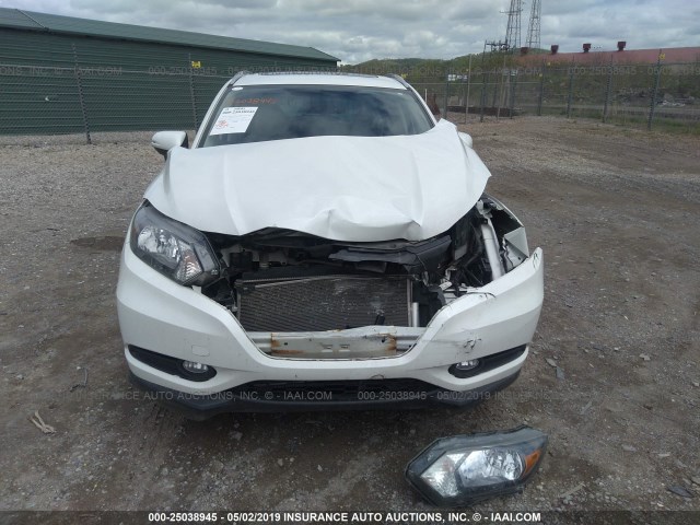 3CZRU6H77GM759505 - 2016 HONDA HR-V EXL WHITE photo 6