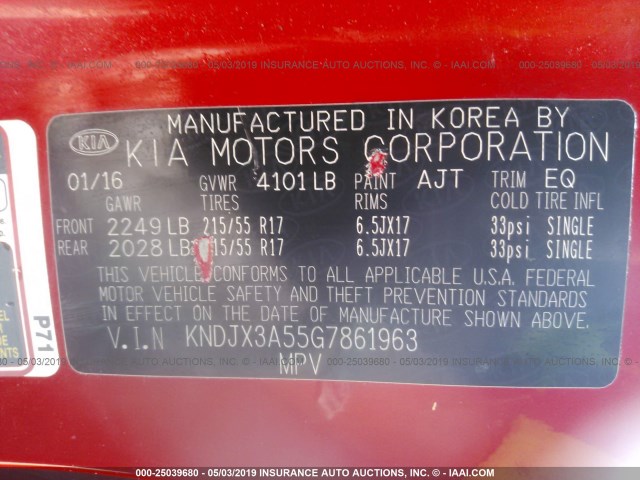 KNDJX3A55G7861963 - 2016 KIA SOUL ! Qırmızı foto 9