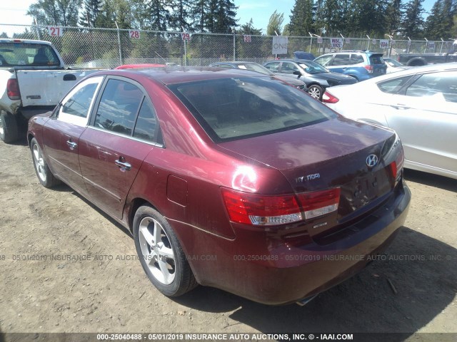 5NPEU46F57H197600 - 2007 HYUNDAI SONATA SE/LIMITED RED photo 3