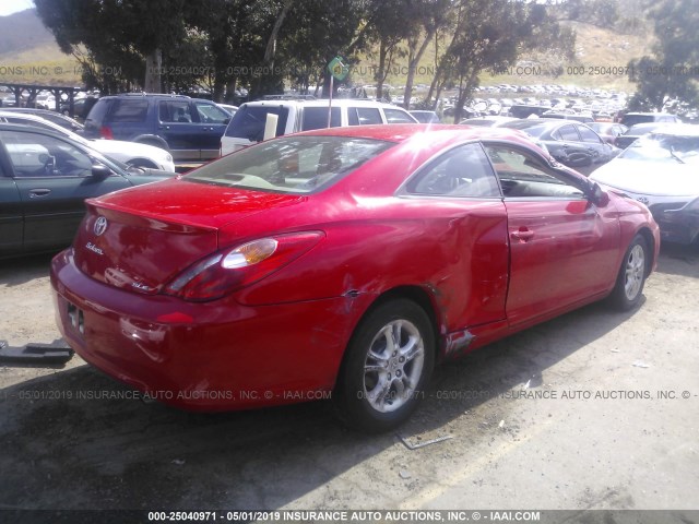 4T1CE30P25U523612 - 2005 TOYOTA CAMRY SOLARA SE/SLE RED photo 4