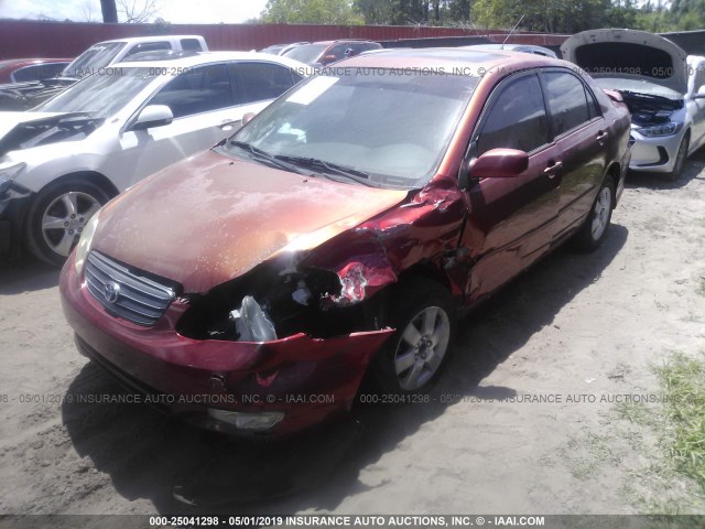 1NXBR32E04Z264306 - 2004 TOYOTA COROLLA CE/LE/S RED photo 2