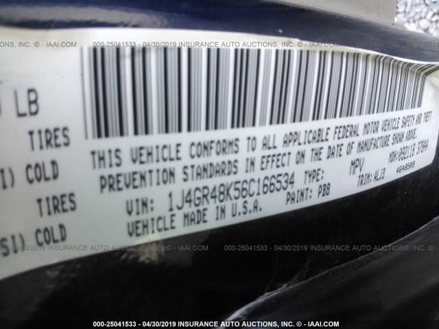 1J4GR48K56C166534 - 2006 JEEP GRAND CHEROKEE LAREDO/COLUMBIA/FREEDOM 蓝色 照片 9