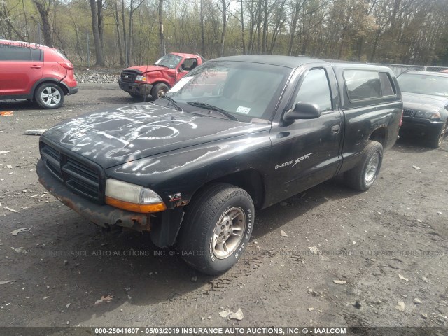 1B7FL26XXYS605919 - 2000 DODGE DAKOTA BLACK photo 2