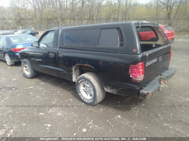 1B7FL26XXYS605919 - 2000 DODGE DAKOTA BLACK photo 3