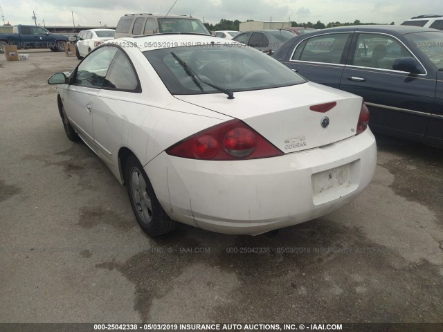 1ZWFT61L5X5650459 - 1999 MERCURY COUGAR V6 WHITE photo 3