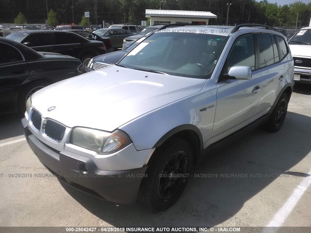 WBXPA73464WA77256 - 2004 BMW X3 2.5I SILVER photo 2