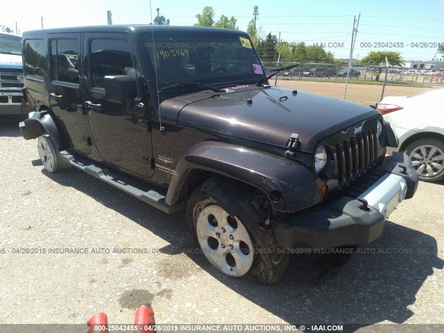 1C4HJWEG3DL678514 - 2013 JEEP WRANGLER UNLIMITE SAHARA BROWN photo 1