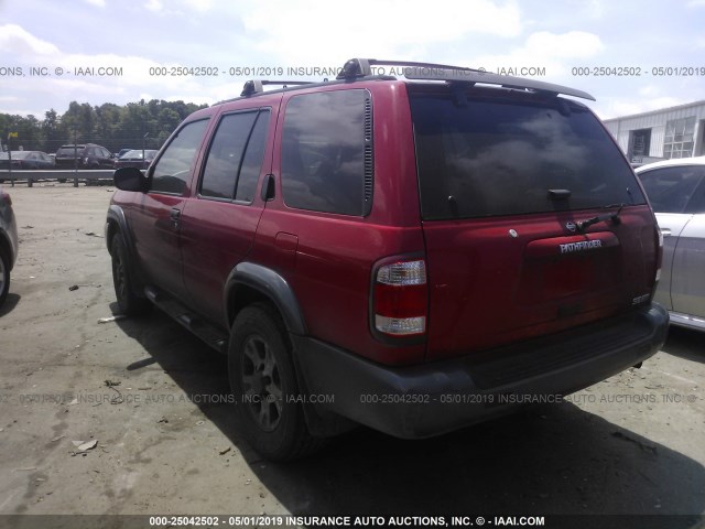 JN8DR07Y11W527406 - 2001 NISSAN PATHFINDER LE/SE/XE RED photo 3