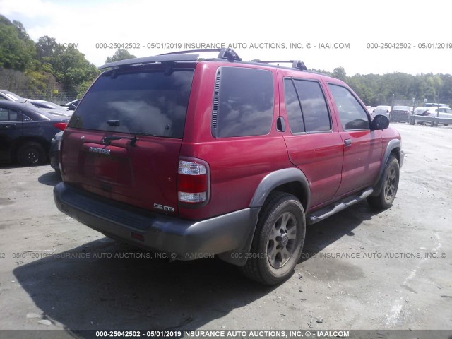 JN8DR07Y11W527406 - 2001 NISSAN PATHFINDER LE/SE/XE RED photo 4