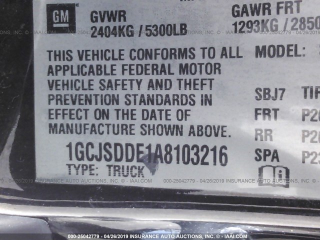 1GCJSDDE1A8103216 - 2010 CHEVROLET COLORADO LT BLACK photo 9