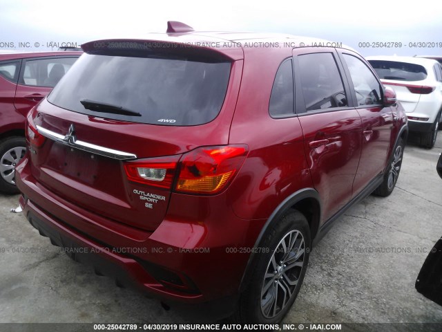 JA4AR3AW7JZ033356 - 2018 MITSUBISHI OUTLANDER SPORT ES/SE RED photo 4