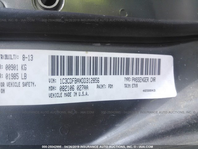 1C3CDFBAXDD312856 - 2013 DODGE DART GRAY photo 9