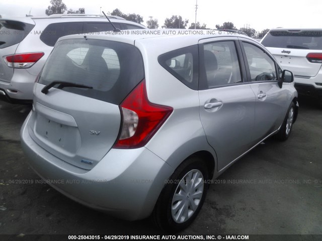 3N1CE2CP9EL406455 - 2014 NISSAN VERSA NOTE S/S PLUS/SV/SL SILVER photo 4