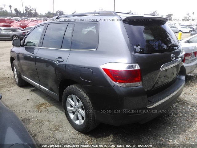 5TDZK3EHXCS073573 - 2012 TOYOTA HIGHLANDER SE GRAY photo 3