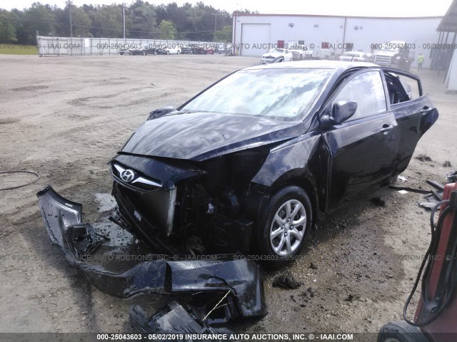 KMHCT4AE2CU123782 - 2012 HYUNDAI ACCENT GLS/GS BLACK photo 2