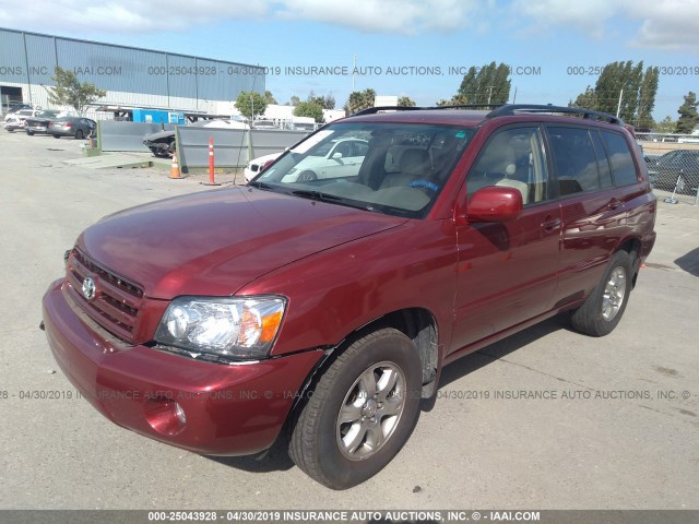 JTEGD21A070169642 - 2007 TOYOTA HIGHLANDER RED photo 2