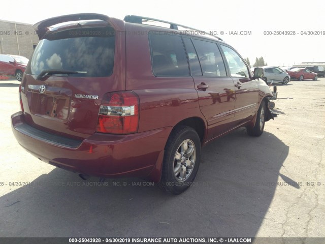 JTEGD21A070169642 - 2007 TOYOTA HIGHLANDER RED photo 4