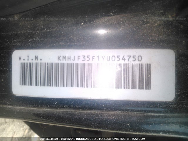 KMHJF35F1YU054750 - 2000 HYUNDAI ELANTRA GLS BLUE photo 9