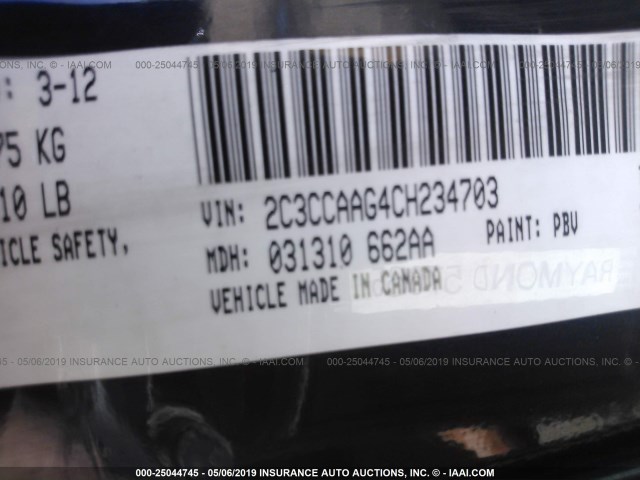 2C3CCAAG4CH234703 - 2012 CHRYSLER 300 BLUE photo 9