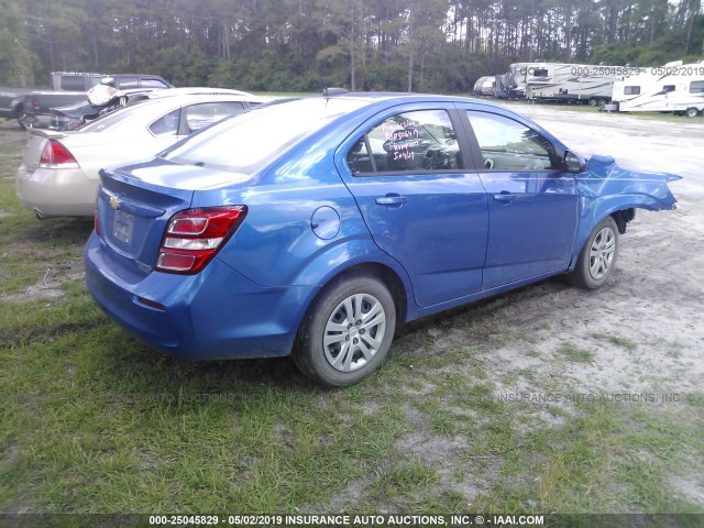 1G1JB5SHXH4154968 - 2017 CHEVROLET SONIC LS BLUE photo 4