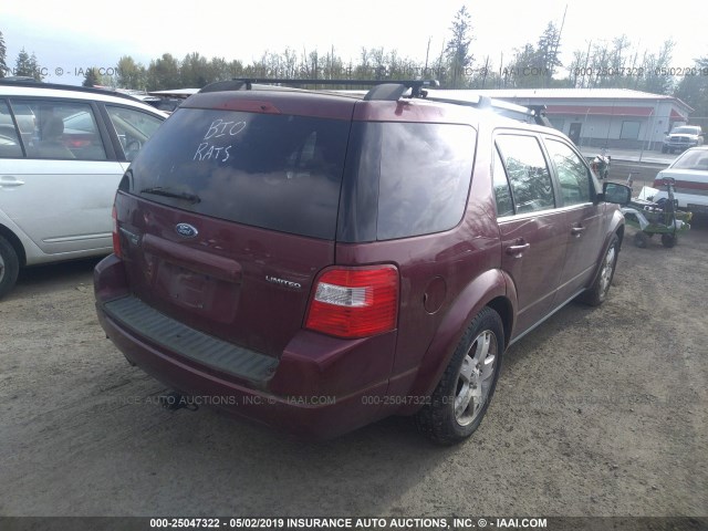 1FMDK06176GA51342 - 2006 FORD FREESTYLE LIMITED RED photo 4