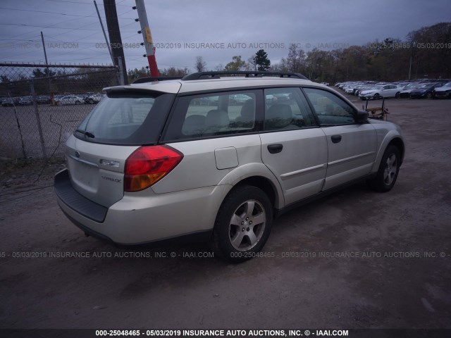 4S4BP61C076304805 - 2007 SUBARU LEGACY OUTBACK 2.5I BEIGE photo 4