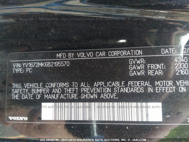 YV1672MK6B2195570 - 2011 VOLVO C30 T5 BLACK photo 9