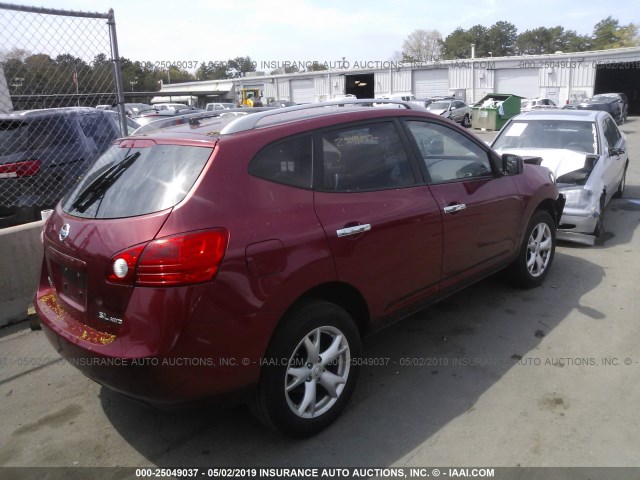 JN8AS5MV8AW104160 - 2010 NISSAN ROGUE S/SL/KROM RED photo 4