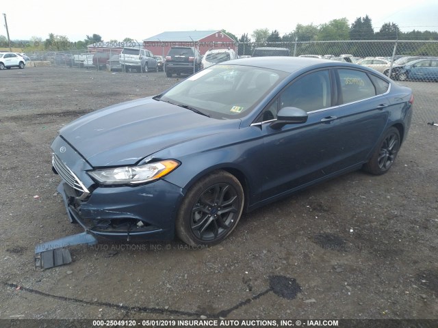 3FA6P0LU8JR219297 - 2018 FORD FUSION SE HYBRID BLUE photo 2