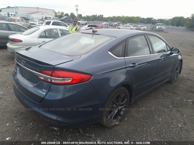 3FA6P0LU8JR219297 - 2018 FORD FUSION SE HYBRID BLUE photo 4