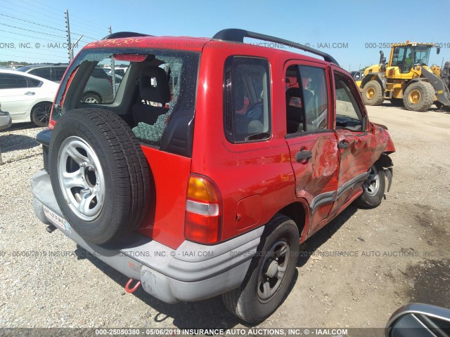 2CNBE13CX36949178 - 2003 CHEVROLET TRACKER RED photo 4