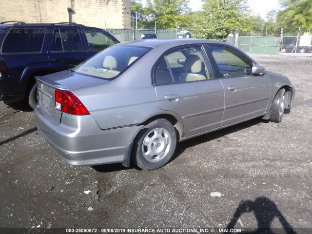 JHMES96655S003339 - 2005 HONDA CIVIC HYBRID SILVER photo 4