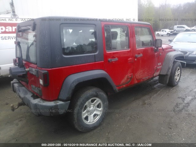 1J4GZ39129L711948 - 2009 JEEP WRANGLER UNLIMITE X RED photo 4