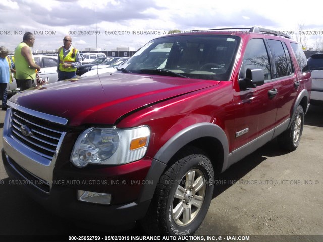 1FMEU73E16UB41277 - 2006 FORD EXPLORER XLT RED photo 2