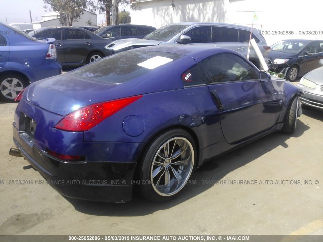 JN1BZ34D28M706178 - 2008 NISSAN 350Z COUPE BLUE photo 4