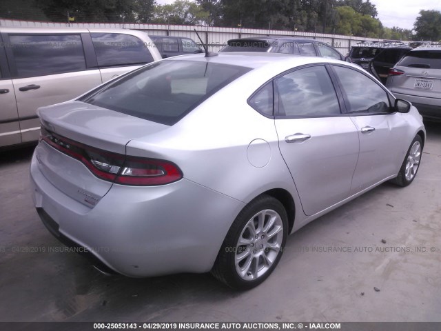 1C3CDFCH3DD323290 - 2013 DODGE DART LIMITED/R/T SILVER photo 4