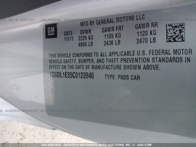 1G6DL1E35C0122846 - 2012 CADILLAC CTS PERFORMANCE COLLECTION Белый фото 9